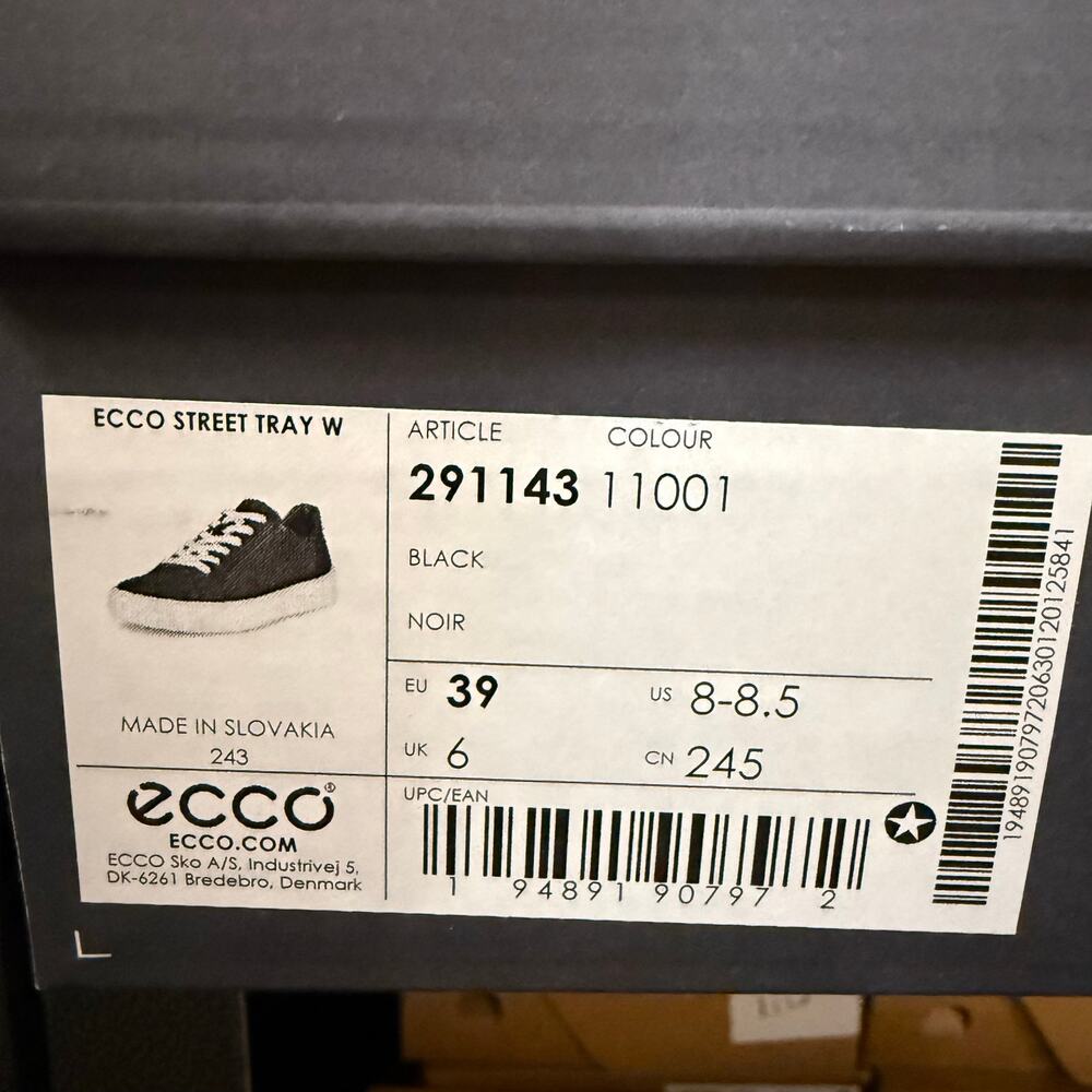 ECCO WOMEN'S 39 STREET TRAY BLACK LEATHER LIGHT WEIGHT SNEAKER NIB 29114311001 - Picture 6 of 6